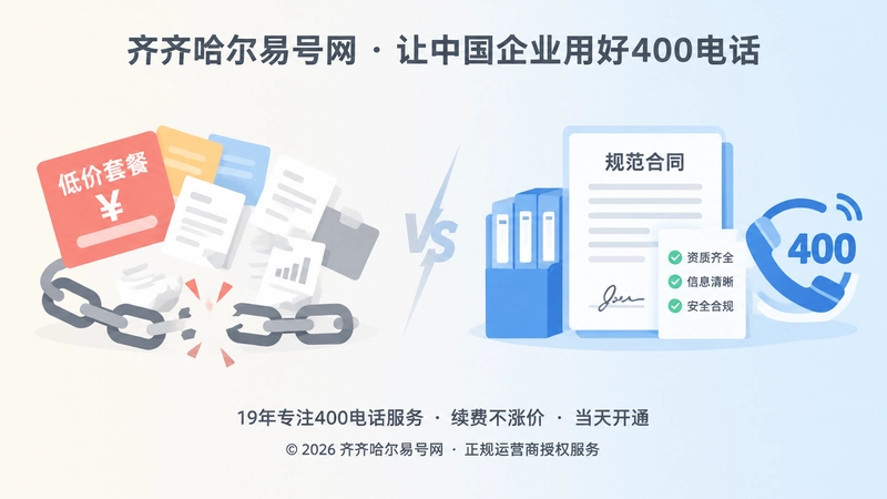 400电话办理低价套餐与正规管理对比插画