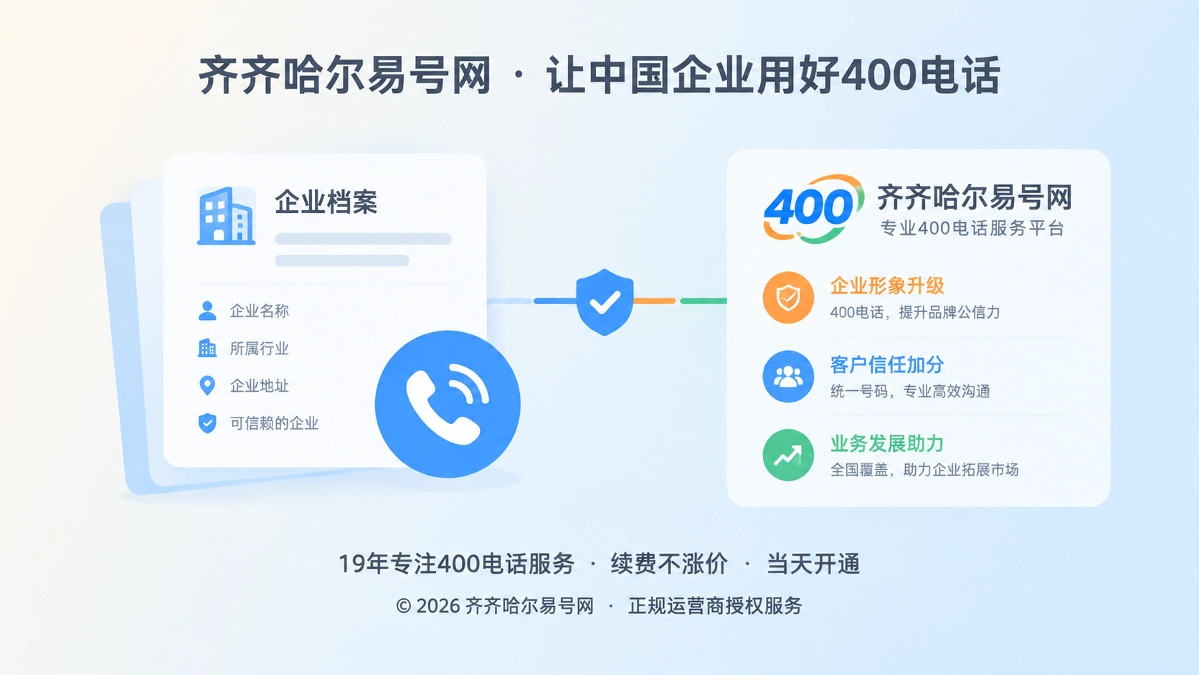 齐齐哈尔易号网企业400电话品牌信任坐标首图
