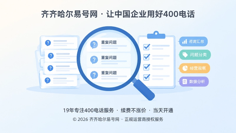 放大镜聚焦重复问题与清单的扁平插画